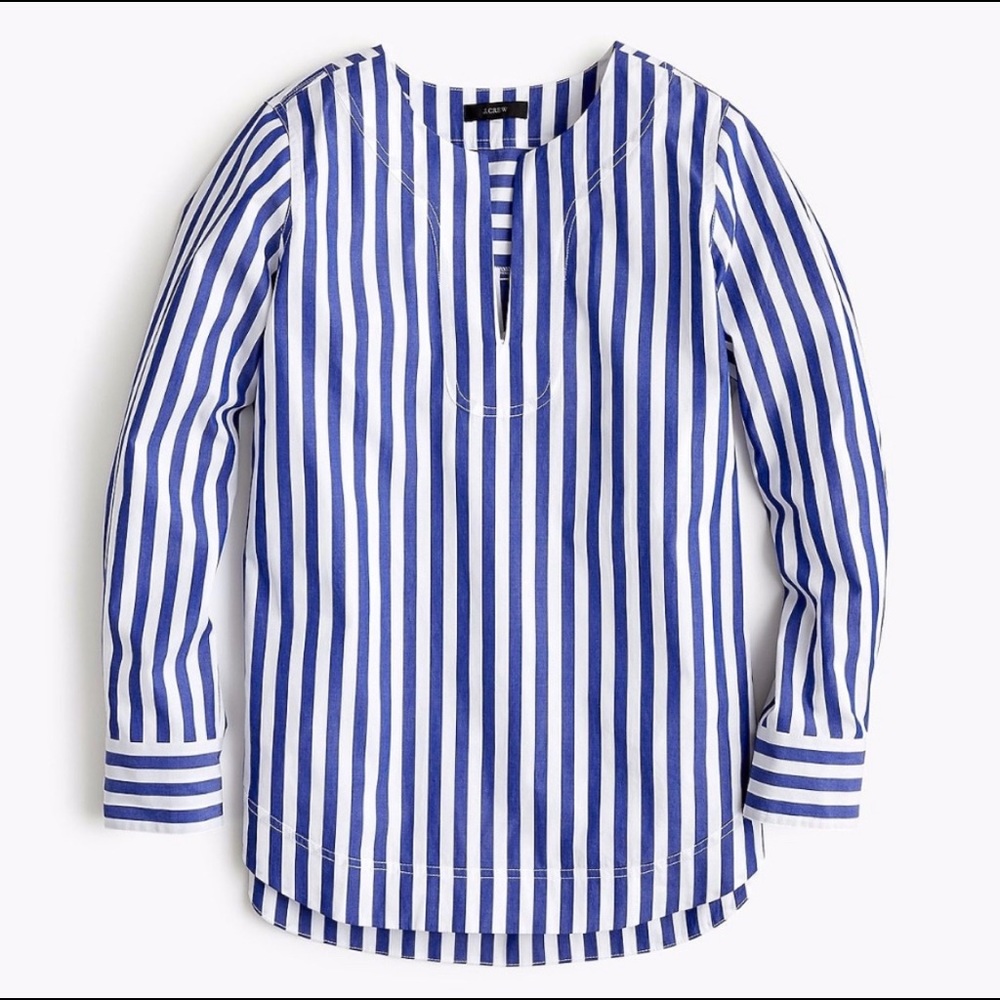 J. Crew stripes cotton poplin tunic top
